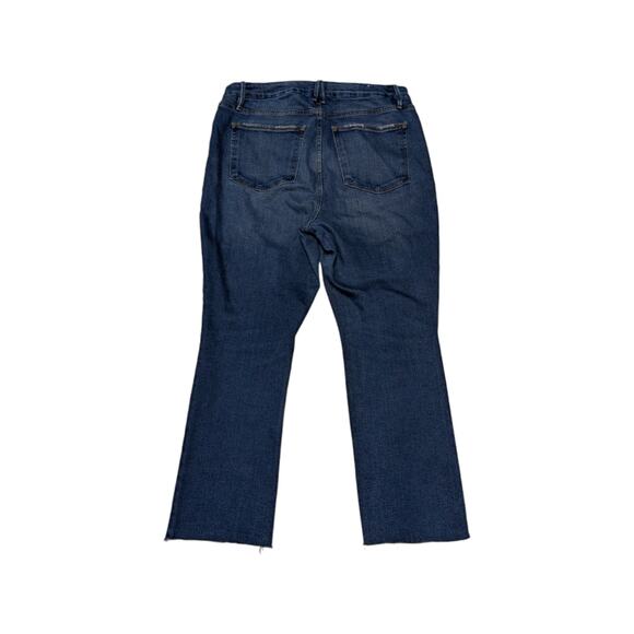 Good American Good Legs Raw Hem Straight Jeans Womens 37 Stretch Denim Dark Wash - Picture 3 of 5